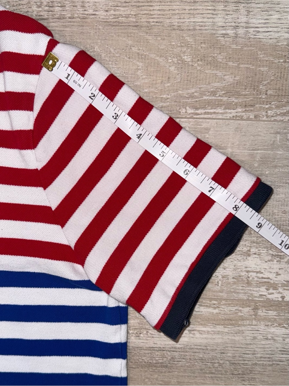Polo Ralph Lauren Big Pony USA Flag Red White Blue Striped Polo Shirt Men’s M - Picture 9 of 9